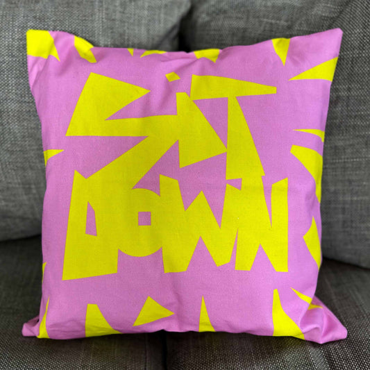 SIT DOWN PINK YELLOW CUSHION